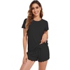 image:imageWiWi Viscose from Bamboo Cami Top Pajama Set for Women Sleeveless Tops with Shorts Pjs Sets SXXLDblack