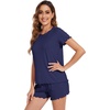 image:imageWiWi Viscose from Bamboo Cami Top Pajama Set for Women Sleeveless Tops with Shorts Pjs Sets SXXLDnavy