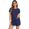 image:imageWiWi Viscose from Bamboo Cami Top Pajama Set for Women Sleeveless Tops with Shorts Pjs Sets SXXLDnavy