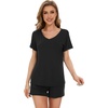 image:imageWiWi Viscose from Bamboo Cami Top Pajama Set for Women Sleeveless Tops with Shorts Pjs Sets SXXLEblack