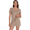 image:imageWiWi Viscose from Bamboo Cami Top Pajama Set for Women Sleeveless Tops with Shorts Pjs Sets SXXLEcamel