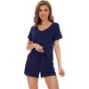 image:imageWiWi Viscose from Bamboo Cami Top Pajama Set for Women Sleeveless Tops with Shorts Pjs Sets SXXLEnavy