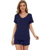 image:imageWiWi Viscose from Bamboo Cami Top Pajama Set for Women Sleeveless Tops with Shorts Pjs Sets SXXLEnavy
