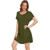 image:imageWiWi Viscose from Bamboo Nightgowns for Women Lightweight Casual Nightgown Short Sleeve Sleep Shirt Soft Summer Night SXXLAarmy Green