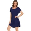 image:imageWiWi Viscose from Bamboo Nightgowns for Women Lightweight Casual Nightgown Short Sleeve Sleep Shirt Soft Summer Night SXXLAnavy