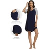 image:imageWiWi Viscose from Bamboo Nightgowns for Women Lightweight Casual Nightgown Short Sleeve Sleep Shirt Soft Summer Night SXXLBnavy