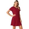 image:imageWiWi Viscose from Bamboo Nightgowns for Women Lightweight Casual Nightgown Short Sleeve Sleep Shirt Soft Summer Night SXXLCwine Red