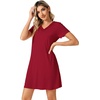 image:imageWiWi Viscose from Bamboo Nightgowns for Women Lightweight Casual Nightgown Short Sleeve Sleep Shirt Soft Summer Night SXXLCwine Red