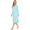 image:imageWiWi Viscose from Bamboo Nightgowns for Women Long Sleeve Nightgown Soft Pajamas Warm Pj Dress SXXLAaqua