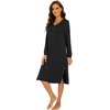 image:imageWiWi Viscose from Bamboo Nightgowns for Women Long Sleeve Nightgown Soft Pajamas Warm Pj Dress SXXLAblack