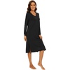 image:imageWiWi Viscose from Bamboo Nightgowns for Women Long Sleeve Nightgown Soft Pajamas Warm Pj Dress SXXLAblack