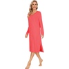 image:imageWiWi Viscose from Bamboo Nightgowns for Women Long Sleeve Nightgown Soft Pajamas Warm Pj Dress SXXLAcoral