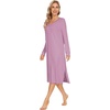 image:imageWiWi Viscose from Bamboo Nightgowns for Women Long Sleeve Nightgown Soft Pajamas Warm Pj Dress SXXLAdusty Rose