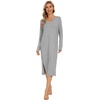 image:imageWiWi Viscose from Bamboo Nightgowns for Women Long Sleeve Nightgown Soft Pajamas Warm Pj Dress SXXLAheather Grey