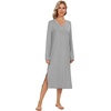 image:imageWiWi Viscose from Bamboo Nightgowns for Women Long Sleeve Nightgown Soft Pajamas Warm Pj Dress SXXLAheather Grey