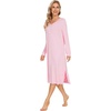 image:imageWiWi Viscose from Bamboo Nightgowns for Women Long Sleeve Nightgown Soft Pajamas Warm Pj Dress SXXLApink