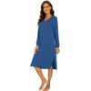 image:imageWiWi Viscose from Bamboo Nightgowns for Women Long Sleeve Nightgown Soft Pajamas Warm Pj Dress SXXLAprussian Blue