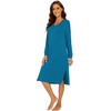 image:imageWiWi Viscose from Bamboo Nightgowns for Women Long Sleeve Nightgown Soft Pajamas Warm Pj Dress SXXLAteal Blue
