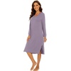 image:imageWiWi Viscose from Bamboo Nightgowns for Women Long Sleeve Nightgown Soft Pajamas Warm Pj Dress SXXLAviolet
