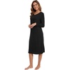image:imageWiWi Viscose from Bamboo Nightgowns for Women Long Sleeve Nightgown Soft Pajamas Warm Pj Dress SXXLBblack