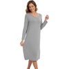 image:imageWiWi Viscose from Bamboo Nightgowns for Women Long Sleeve Nightgown Soft Pajamas Warm Pj Dress SXXLBheather Grey