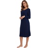 image:imageWiWi Viscose from Bamboo Nightgowns for Women Long Sleeve Nightgown Soft Pajamas Warm Pj Dress SXXLBnavy