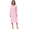 image:imageWiWi Viscose from Bamboo Nightgowns for Women Long Sleeve Nightgown Soft Pajamas Warm Pj Dress SXXLBpink
