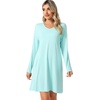 image:imageWiWi Viscose from Bamboo Nightgowns for Women Long Sleeve Sleep Shirts Soft Sleepwear Pajamas Nightshirts SXXLAaqua