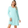 image:imageWiWi Viscose from Bamboo Nightgowns for Women Long Sleeve Sleep Shirts Soft Sleepwear Pajamas Nightshirts SXXLAaqua