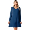 image:imageWiWi Viscose from Bamboo Nightgowns for Women Long Sleeve Sleep Shirts Soft Sleepwear Pajamas Nightshirts SXXLAink Blue