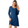 image:imageWiWi Viscose from Bamboo Nightgowns for Women Long Sleeve Sleep Shirts Soft Sleepwear Pajamas Nightshirts SXXLAink Blue