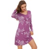 image:imageWiWi Viscose from Bamboo Nightgowns for Women Long Sleeve Sleep Shirts Soft Sleepwear Pajamas Nightshirts SXXLApurpleRose
