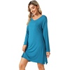 image:imageWiWi Viscose from Bamboo Nightgowns for Women Long Sleeve Sleep Shirts Soft Sleepwear Pajamas Nightshirts SXXLAteal Blue