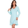 image:imageWiWi Viscose from Bamboo Nightgowns for Women Long Sleeve Sleep Shirts Soft Sleepwear Pajamas Nightshirts SXXLBaqua