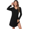 image:imageWiWi Viscose from Bamboo Nightgowns for Women Long Sleeve Sleep Shirts Soft Sleepwear Pajamas Nightshirts SXXLBblack