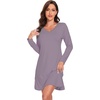 image:imageWiWi Viscose from Bamboo Nightgowns for Women Long Sleeve Sleep Shirts Soft Sleepwear Pajamas Nightshirts SXXLBviolet