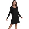 image:imageWiWi Viscose from Bamboo Nightgowns for Women Long Sleeve Sleep Shirts Soft Sleepwear Pajamas Nightshirts SXXLDblack