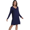 image:imageWiWi Viscose from Bamboo Nightgowns for Women Long Sleeve Sleep Shirts Soft Sleepwear Pajamas Nightshirts SXXLDnavy
