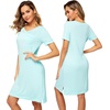image:imageWiWi Viscose from Bamboo Nightgowns for Women Short Sleeve Sleep Shirt V Neck Nightgown Plus Size Sleepwear S4XAaqua
