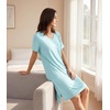 image:imageWiWi Viscose from Bamboo Nightgowns for Women Short Sleeve Sleep Shirt V Neck Nightgown Plus Size Sleepwear S4XAaqua