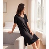 image:imageWiWi Viscose from Bamboo Nightgowns for Women Short Sleeve Sleep Shirt V Neck Nightgown Plus Size Sleepwear S4XAblack