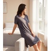 image:imageWiWi Viscose from Bamboo Nightgowns for Women Short Sleeve Sleep Shirt V Neck Nightgown Plus Size Sleepwear S4XAdark Grey