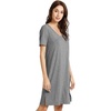 image:imageWiWi Viscose from Bamboo Nightgowns for Women Short Sleeve Sleep Shirt V Neck Nightgown Plus Size Sleepwear S4XAdark Heather Grey