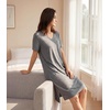 image:imageWiWi Viscose from Bamboo Nightgowns for Women Short Sleeve Sleep Shirt V Neck Nightgown Plus Size Sleepwear S4XAdark Heather Grey