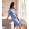 image:imageWiWi Viscose from Bamboo Nightgowns for Women Short Sleeve Sleep Shirt V Neck Nightgown Plus Size Sleepwear S4XAfog Blue