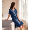 image:imageWiWi Viscose from Bamboo Nightgowns for Women Short Sleeve Sleep Shirt V Neck Nightgown Plus Size Sleepwear S4XAink Blue