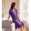 image:imageWiWi Viscose from Bamboo Nightgowns for Women Short Sleeve Sleep Shirt V Neck Nightgown Plus Size Sleepwear S4XAlilac