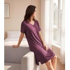 image:imageWiWi Viscose from Bamboo Nightgowns for Women Short Sleeve Sleep Shirt V Neck Nightgown Plus Size Sleepwear S4XAmulberry
