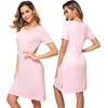 image:imageWiWi Viscose from Bamboo Nightgowns for Women Short Sleeve Sleep Shirt V Neck Nightgown Plus Size Sleepwear S4XApink
