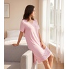 image:imageWiWi Viscose from Bamboo Nightgowns for Women Short Sleeve Sleep Shirt V Neck Nightgown Plus Size Sleepwear S4XApink